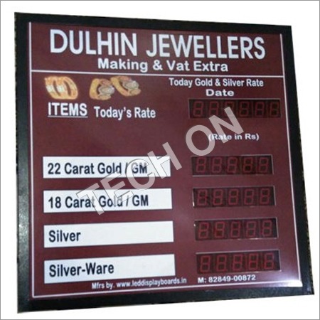 Led Jewellers Rate Card Display