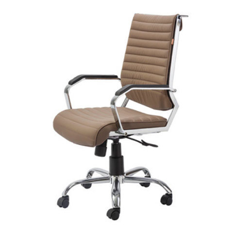 Executive Series - Leatherette 48x50x110cm Beige, Ergonomic Design, Adjustable Height, Swivel Base