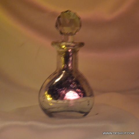 Vintage Decanter Glass Decanter Mid Silver Opal Decanter Round Top Decanter Size: Height = 13 " Dia = 7 "