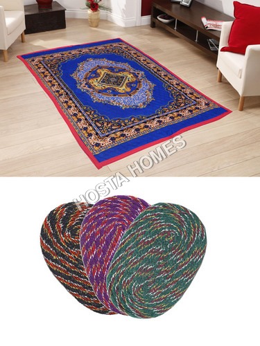 Multicolor Poly Cotton Quilted Carpet :: Door Mats Set Of 3 Pieces