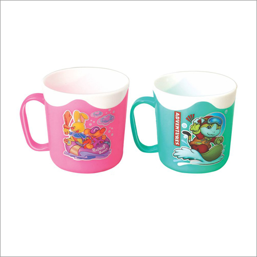 Coffee And Tea Mug - Rigid Plastic Material, Green And Pink Design | Lightweight 50-150 Grams, Durable And Stylish