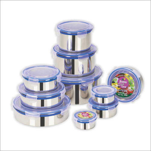 Silver And Blue Food Storage Containers