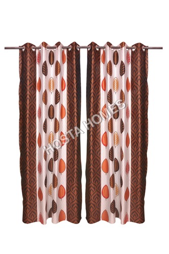 Leaf Design Polyester Curtain Set Of 2