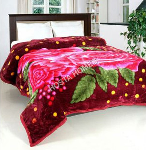Floral & Leaf Design Multicolor Polyester Mink Blanket