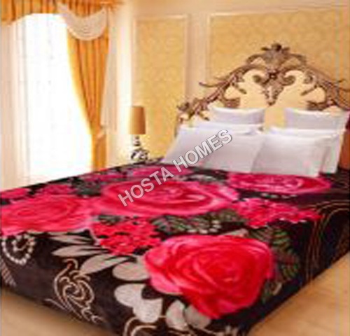 Floral Printed Polyester Mink Blanket