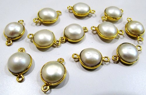 Natural Pearl Coin Shape Connectors
