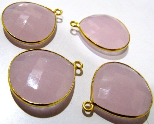 Pink Chalcedony Heart Shape 20mm Connectors Single Loop Charms sold per piece