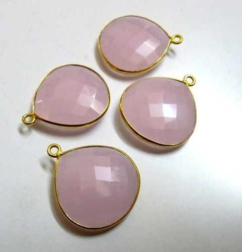 Pink Chalcedony Heart Shape 20mm Single Loop Charms sold per piece