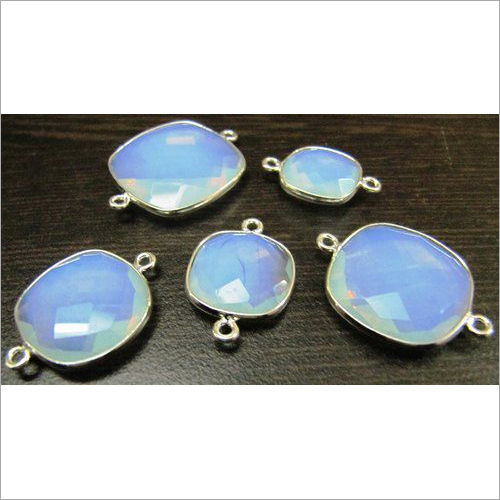 Charms White Opal Cushion Shape Connectors