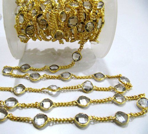 -Natural Smoky Quartz Connector Chain,