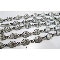 Cubic Zirconia  Oval Shape Connector Chain