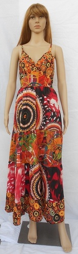 Mix Color Indian Blue Trishul Ombre Cotton Mandala Long Beach Frill Handmade Printed 100% Cotton Dress Pushkar