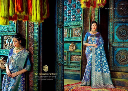 Blue Buy Designer Silk Saree Supplier