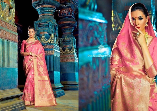 Pink Shop Designer Work Silk Saree Online