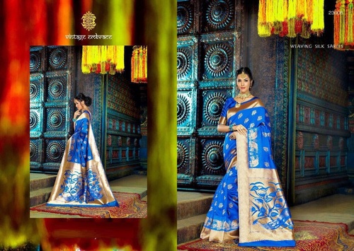 Blue Traditional Wear Designer Sarees In India