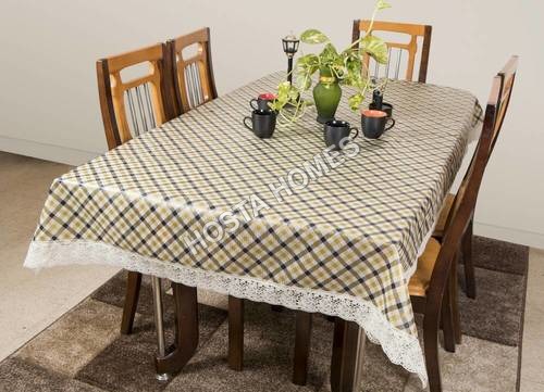 Grey Dining Table Cover Transparent 6 Seater 60X90 Inches (White Lace)