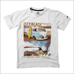 White Beach Print T Shirt