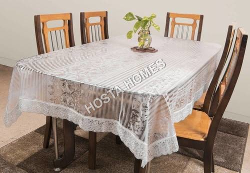 White The Trendy Dining Table Cover Printed 8 Seater 90X90 Inches