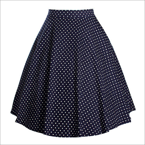 Ladies Polka Dot Print Blue Skirt
