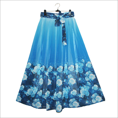Ladies Printed Blue Skirt