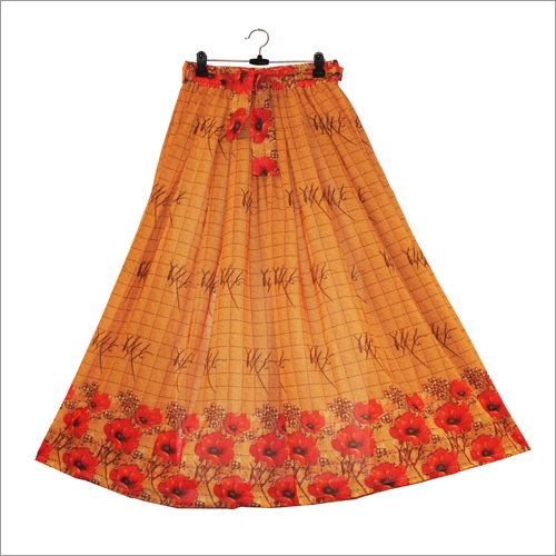 Ladies Printed Orange Skirt