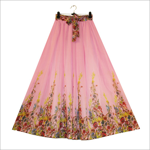 Ladies Printed Pink Skirt