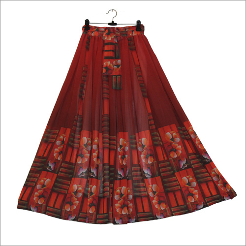 Ladies Printed Red Skirt