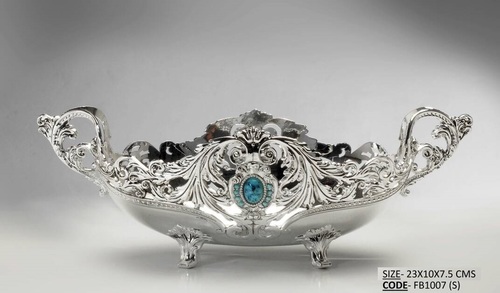 Zinc Alloy Silver Plated Fruit Bowl - Small