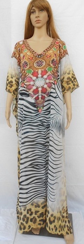 Mix Color Fashion Long Sleeve Chiffon Kaftan Abya Dresses