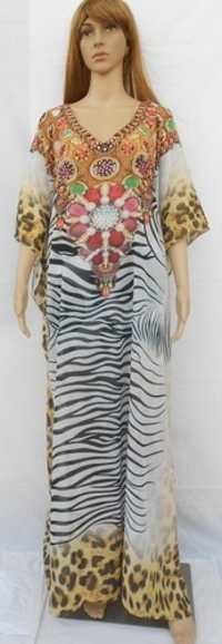 Mix Color Fashion Long Sleeve Chiffon Kaftan Abya Dresses