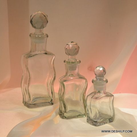 GLASS PERFUME BOTTLE AND DECANTER