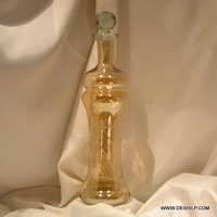 Clear Cut Glass Amber Long Tall Vintage Glass Decanter