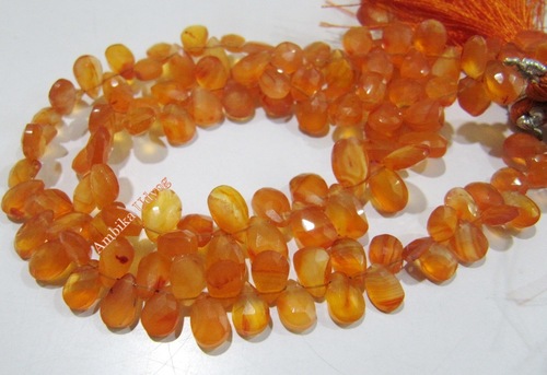 Natural Carnelian Pear Shape Briolette Beads