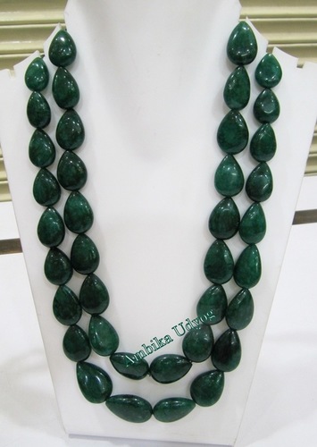Emerald Flat Drop Double Layered Necklace