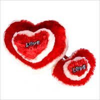 Heart Pillow Cushion - Plush Fur, 10x10 & 5x5 Inches, Red & White | Layered Hearts, Soft Plush, Romantic Gift