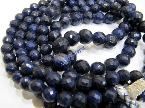 Blue Sapphire Round Faceted Beads