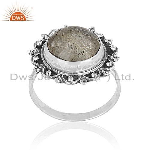 Gemstone Designer Oxidized Silver Ring Weight: 5.553 Grams (G)