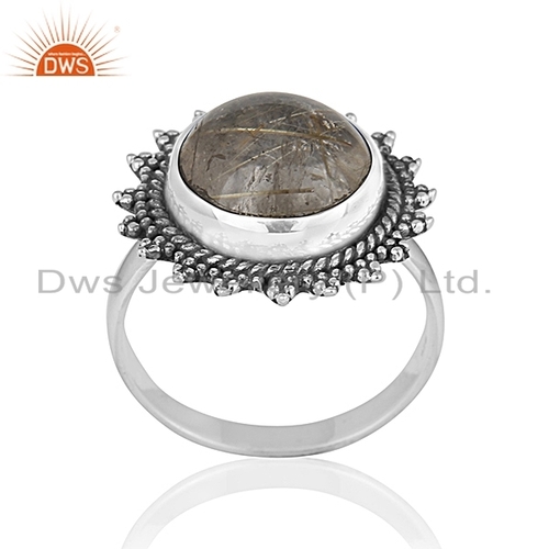 Rutile Sterling Silver Oxidized Fashion Ring Weight: 3.798 Grams (G)