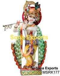 Exquisite Krishna Statue From Marble 15 Inch