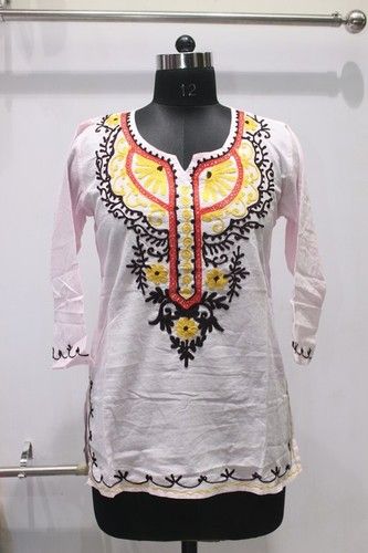 Cream And Yellow Kurti