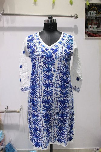 White And Blue Women Kurti