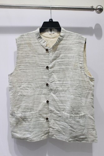 ग्रे कॉटन वेस्टकोट दो जेब के साथ