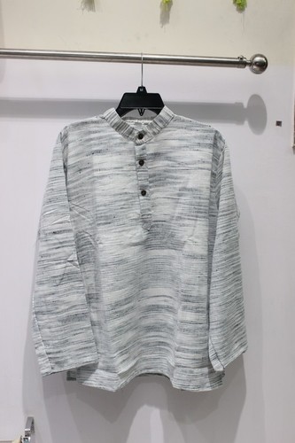 Grey Mens Kurta Cotton Full Sleeve Kurta