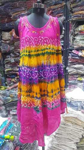 Umbrella Tie Die Multi Dress - Cotton Blend, Sizes L-XXL, Mix-Assorted Color, Dyed Pattern, Sleeveless Style | Quick Dry, Cool Dry, Washable, Customized Logo