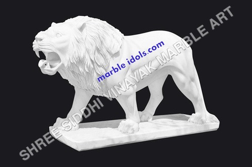 Marble lion statue