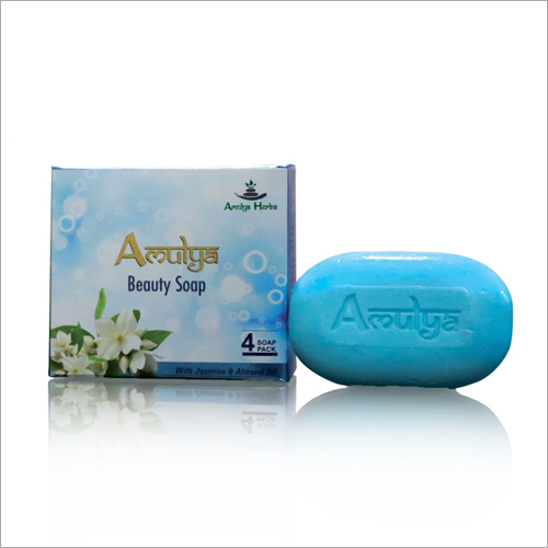 Amulya Ayurvedic Beauty Soap - Herbal Formula, Blue Color | Enriched with Jasmine & Almond Oil, Paraben-Free, Gentle Nourishment for Soft, Healthy Skin