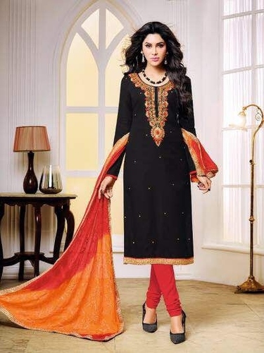 Black Linen Cotton Dress Material