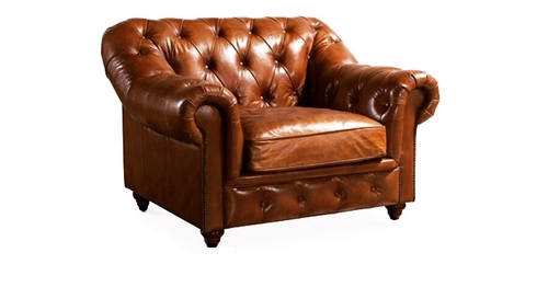 Rolled Arm Chesterfield Leather Chair