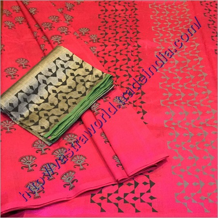 Ladies Block Printed Silk Cotton Sarees