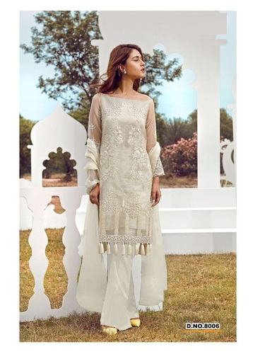 Off White Embroidered Salwar Kameez Online